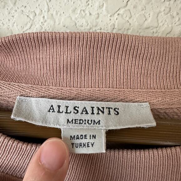ALL SAINTS Enrico Sweatshirt Nude Pink Cropped Pullover Athleisure - Picture 7 of 10